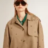Trench-coat oversize pour femme orné de cristaux