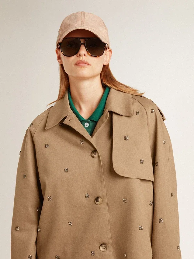 Trench-coat oversize pour femme orné de cristaux