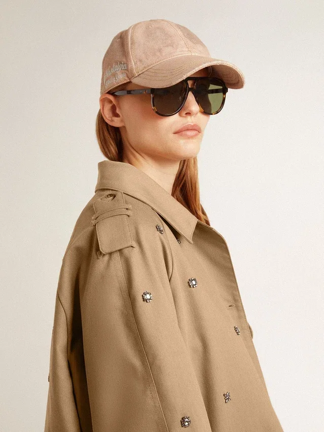 Trench-coat oversize pour femme orné de cristaux