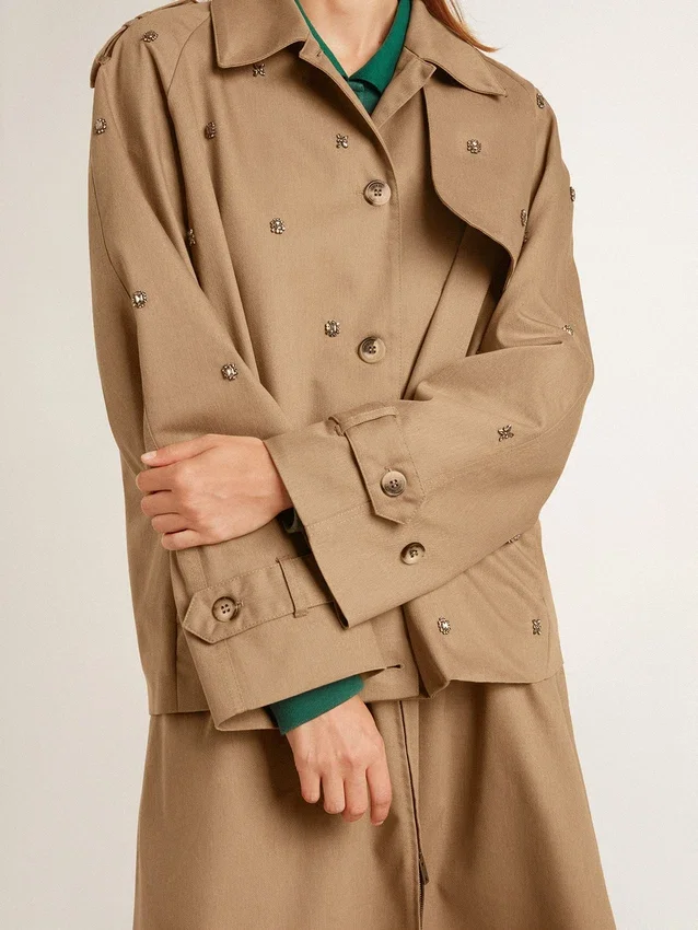 Trench-coat oversize pour femme orné de cristaux