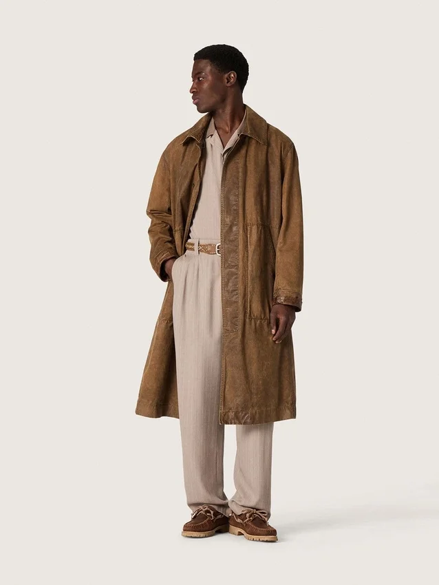 Chemise à manches courtes pour homme en laine fine grise à fines rayures