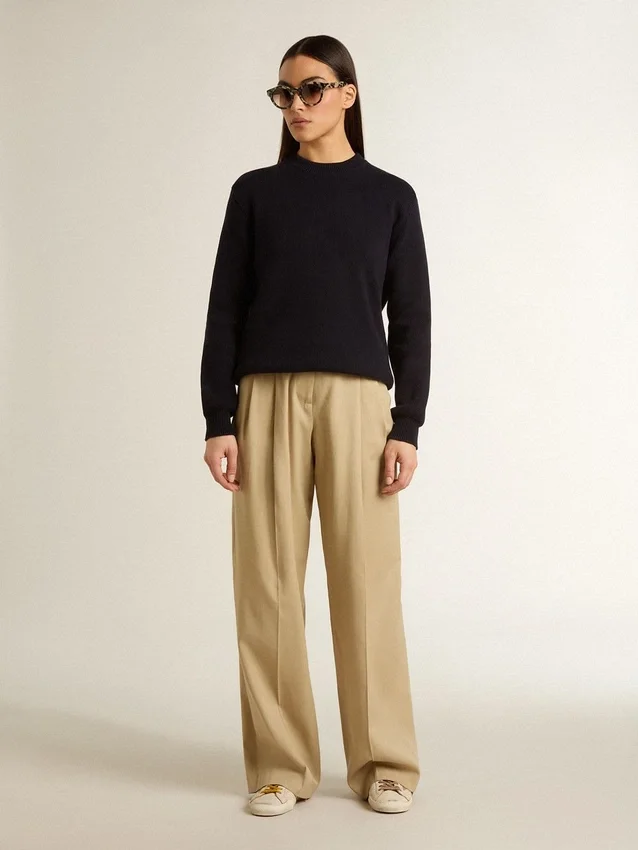 True-Star pour femme en cuir nappa blanc avec étoile dorée et languette de talon en daim beige
