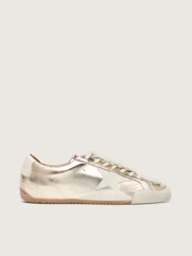 True-Star pour femme en cuir platine métallisé avec étoile en daim gris clair
