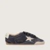 True-Star pour femme en daim bleu foncé avec étoile et languette au talon en cuir nappa blanc