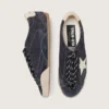 True-Star pour femme en daim bleu foncé avec étoile et languette au talon en cuir nappa blanc