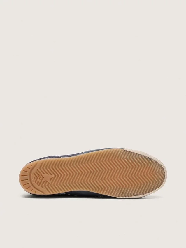 True-Star pour femme en daim bleu foncé avec étoile et languette au talon en cuir nappa blanc