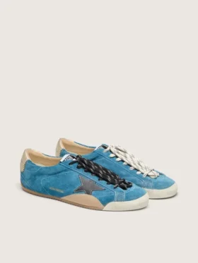 True-Star pour femme en daim bleu sarcelle avec étoile noire et languette de talon crème