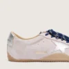True-Star pour femme en daim rose pastel avec étoile argentée et languette au talon