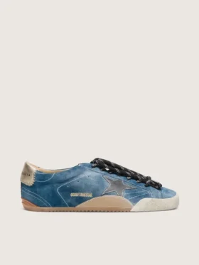 True-Star pour homme en daim bleu sarcelle avec étoile noire et languette de talon crème