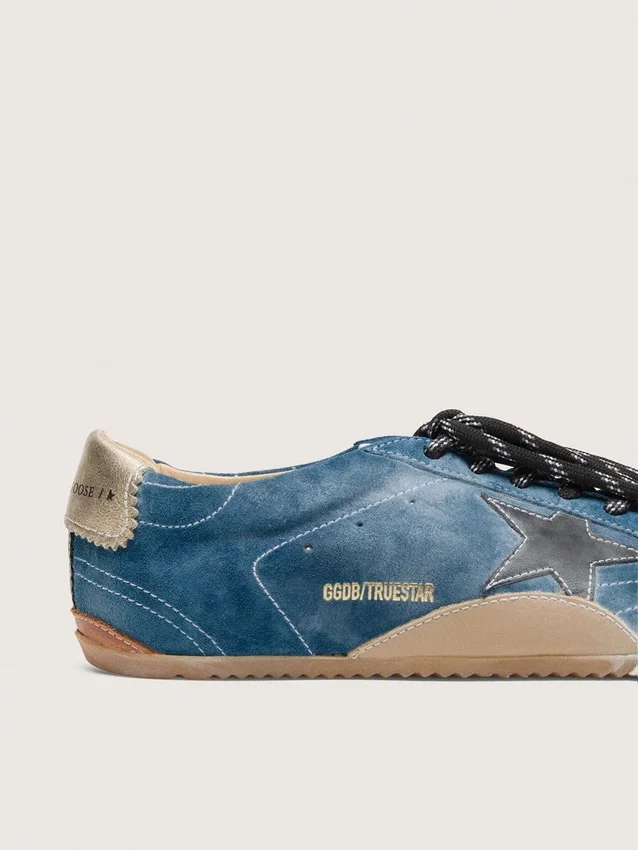 True-Star pour homme en daim bleu sarcelle avec étoile noire et languette de talon crème