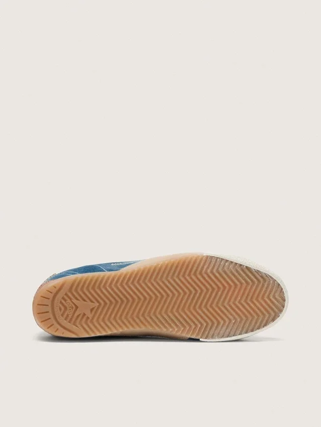 True-Star pour homme en daim bleu sarcelle avec étoile noire et languette de talon crème