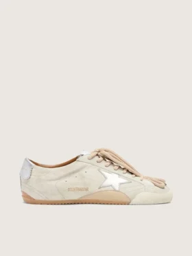 True-Star pour homme en daim gris clair avec étoile argentée métallisée et languette au talon