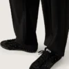 True-Star pour homme en daim noir avec cristaux Swarovski et étoile en cuir noir