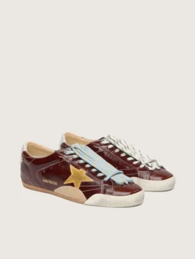 True-Star pour homme en naplak bordeaux avec étoile en daim et languette de talon en nappa argentée