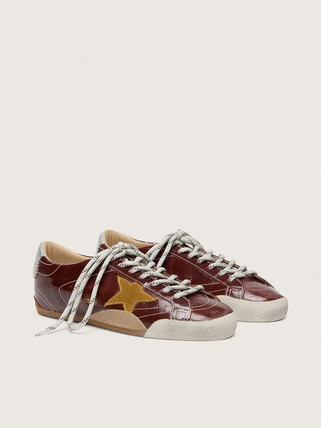 True-Star pour homme en naplak bordeaux avec étoile en daim et languette de talon en nappa argentée