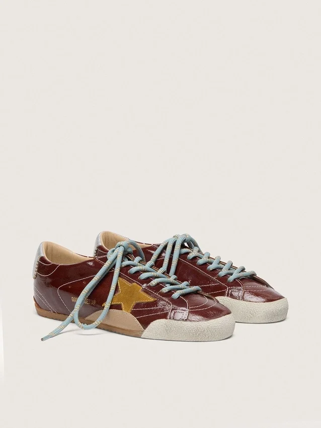 True-Star pour homme en naplak bordeaux avec étoile en daim et languette de talon en nappa argentée