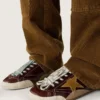 True-Star pour homme en naplak bordeaux avec étoile en daim et languette de talon en nappa argentée