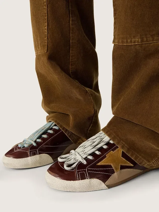 True-Star pour homme en naplak bordeaux avec étoile en daim et languette de talon en nappa argentée