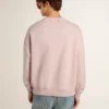 Unisex sweat-shirt à col rond couleur vieux rose avec logo imprimé vert