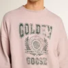 Unisex sweat-shirt à col rond couleur vieux rose avec logo imprimé vert