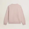Unisex sweat-shirt à col rond couleur vieux rose avec logo imprimé vert