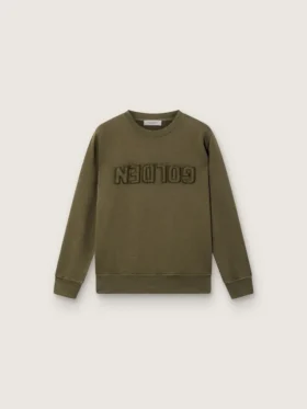 Unisex sweat-shirt Golden en coton vert militaire avec logo inversé