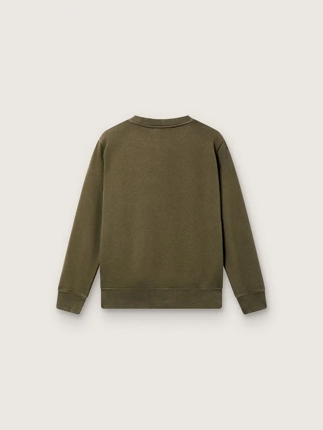 Unisex sweat-shirt Golden en coton vert militaire avec logo inversé