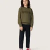 Unisex sweat-shirt Golden en coton vert militaire avec logo inversé