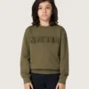 Unisex sweat-shirt Golden en coton vert militaire avec logo inversé