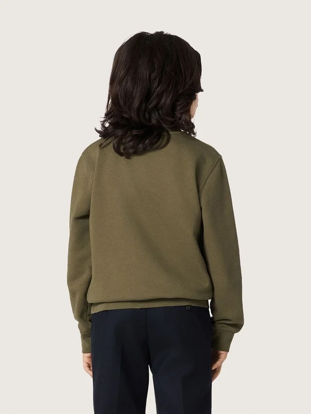 Unisex sweat-shirt Golden en coton vert militaire avec logo inversé