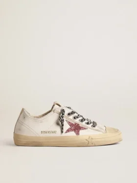 V-Star avec étoile rose pailletée et languette de talon en cuir métallisé