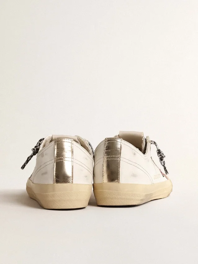 V-Star avec étoile rose pailletée et languette de talon en cuir métallisé