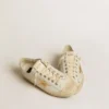 V-Star en cuir blanc avec étoile en cuir métallisé doré