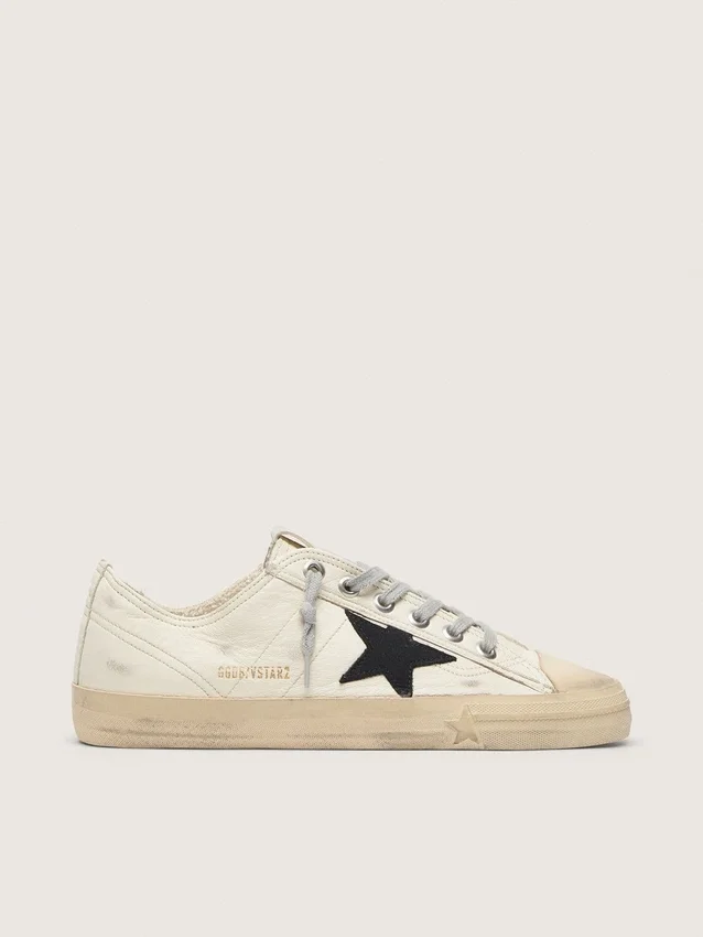 V-Star en cuir nappa avec étoile en cuir nubuck noir