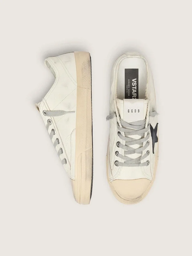 V-Star en cuir nappa avec étoile en cuir nubuck noir
