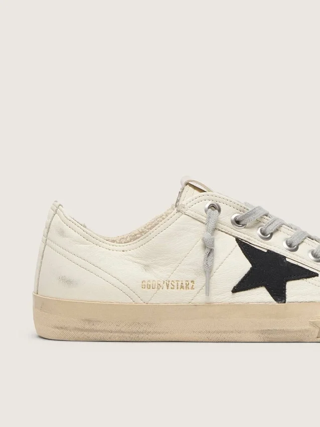 V-Star en cuir nappa avec étoile en cuir nubuck noir