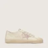V-Star en cuir nappa beige avec étoile en daim vieux rose