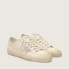 V-Star en cuir nappa beige avec étoile en daim vieux rose