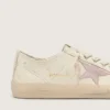 V-Star en cuir nappa beige avec étoile en daim vieux rose