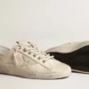 V-Star en toile crème clair avec étoile en cuir blanc laiteux