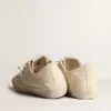 V-Star en toile crème clair avec étoile en cuir blanc laiteux