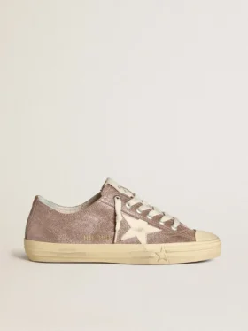V-Star pour femme en daim métallisé marron clair avec étoile en cuir crème