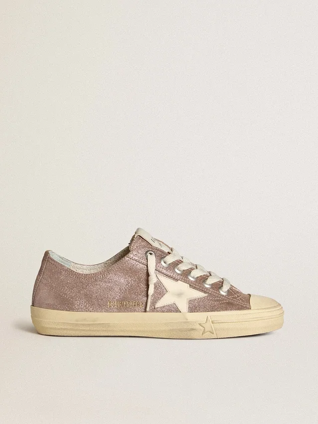 V-Star pour femme en daim métallisé marron clair avec étoile en cuir crème
