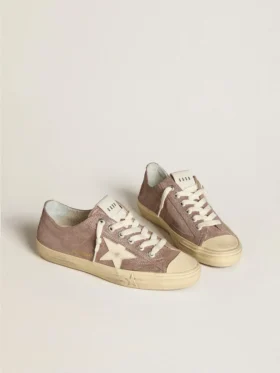 V-Star pour femme en daim métallisé marron clair avec étoile en cuir crème