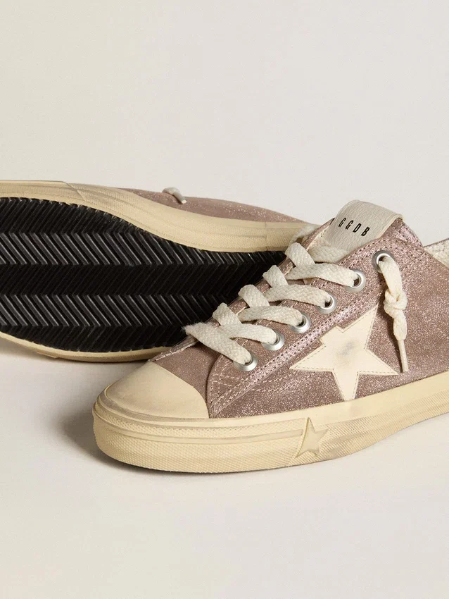 V-Star pour femme en daim métallisé marron clair avec étoile en cuir crème