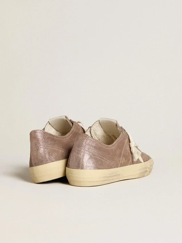 V-Star pour femme en daim métallisé marron clair avec étoile en cuir crème
