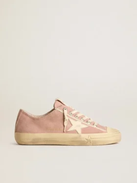 V-Star pour femme en daim rose avec étoile en cuir crème