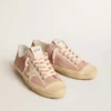 V-Star pour femme en daim rose avec étoile en cuir crème