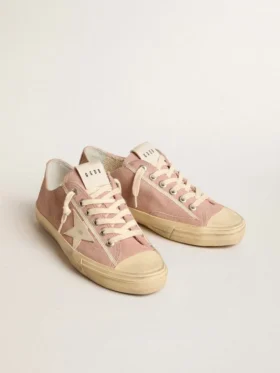 V-Star pour femme en daim rose avec étoile en cuir crème