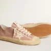 V-Star pour femme en daim rose avec étoile en cuir crème